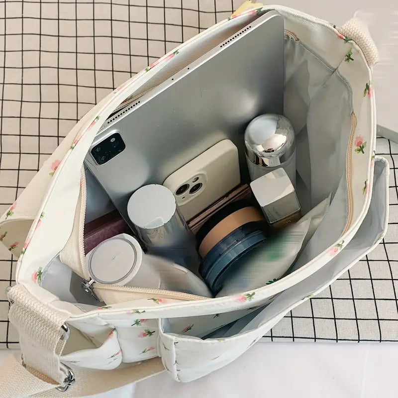 Izza | Cute Floral Pattern Shoulder Bag with Multiple Compartments