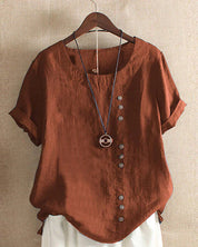 Kelly | Short-sleeved Blouse with Round Neckline