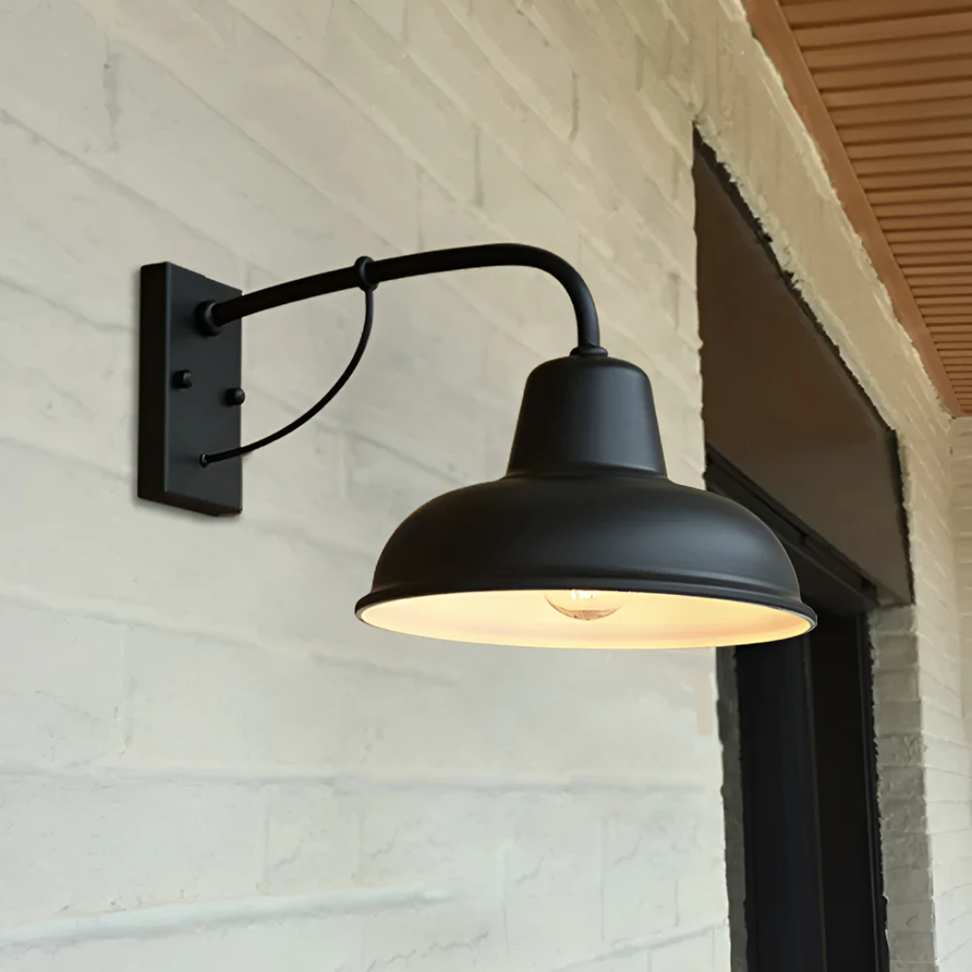 Lyvix - Black Outdoor Wall Lantern, Vintage Industrial Design for Exterior Lighting-2