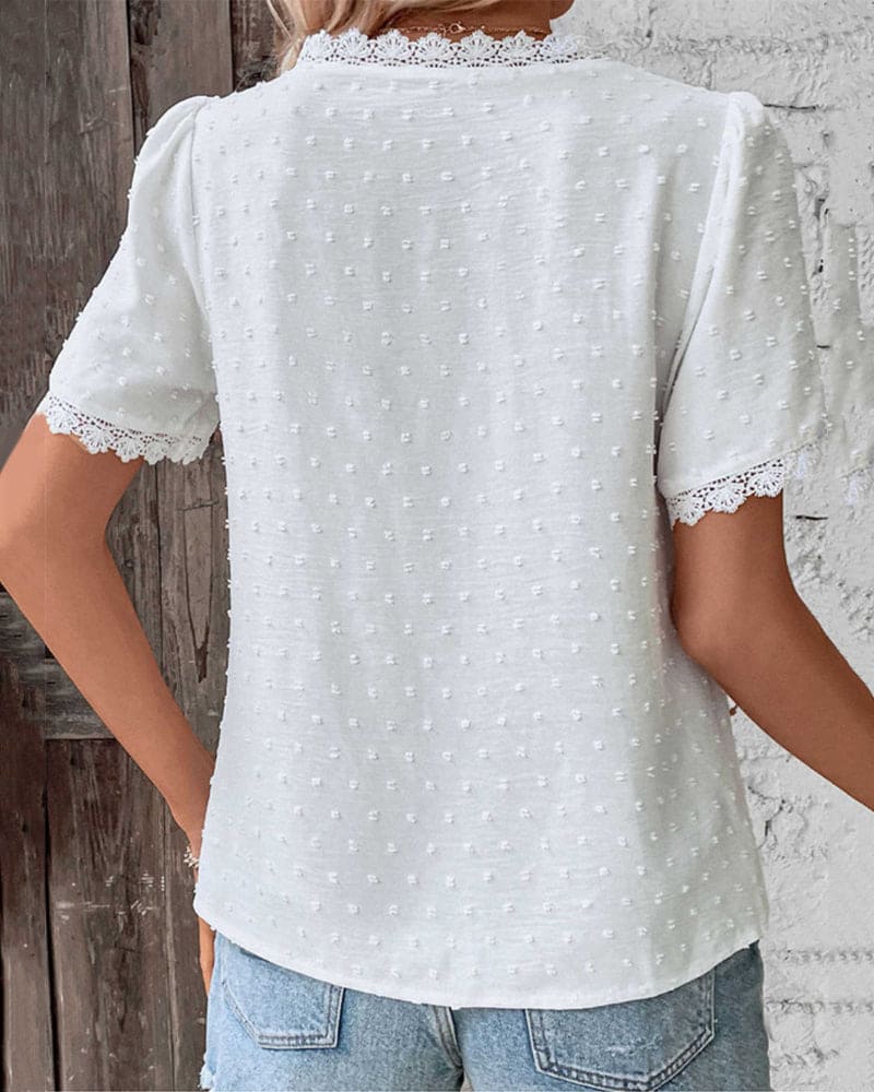 Zoe | Lace Blouse Short Sleeves with V-Neck