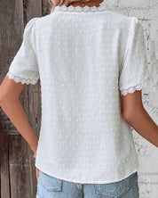 Zoe | Lace Blouse Short Sleeves with V-Neck