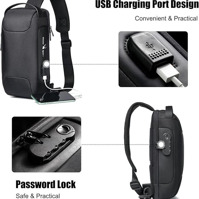 Cybil | Anti-Theft Crossbody Sling Bag with USB Charging Port