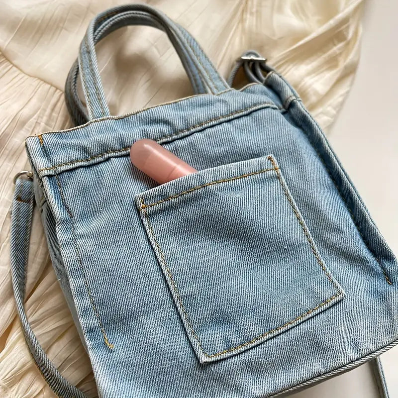 Dahlia | Denim Tote Bag with Dual-Carrying Options