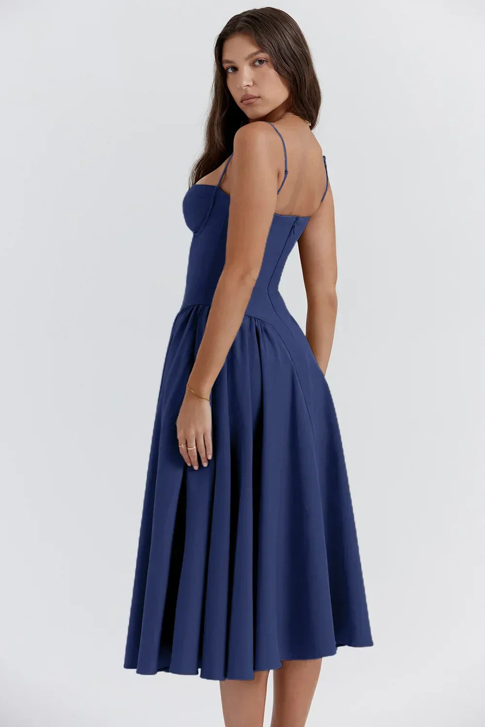 Talum | Chic Sleeveless Midi Sun Dress With Corset Fit