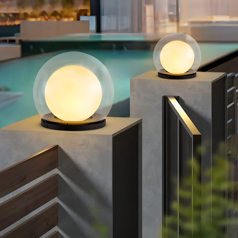 Modern Outdoor Solar Pillar Lamp - Weatherproof Garden Light with Dual-Layer Moonlight Design-3