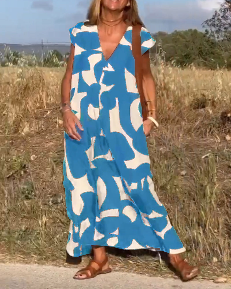 Clarice | V-neck Printed Maxi Dress