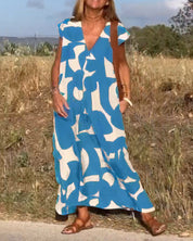 Clarice | V-neck Printed Maxi Dress