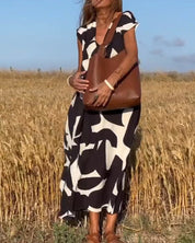 Clarice | V-neck Printed Maxi Dress