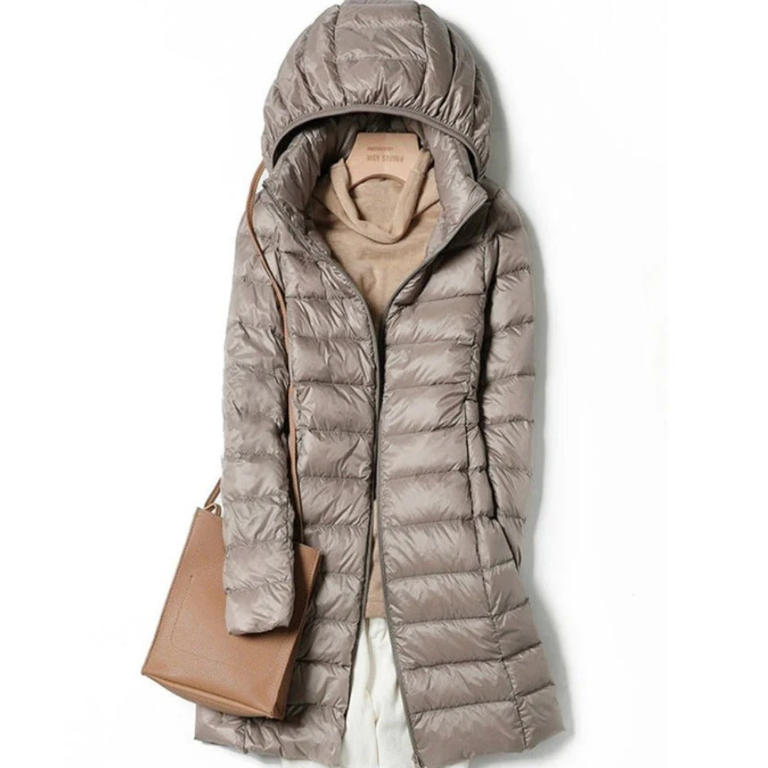 Women's long winter buffer jacket | Hood-6