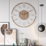 Modern minimalist wall clock with wooden frame