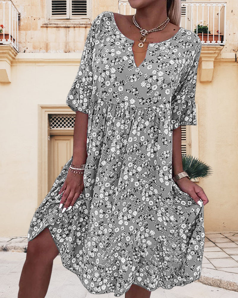 Denora | Floral Pattern Midi Dress