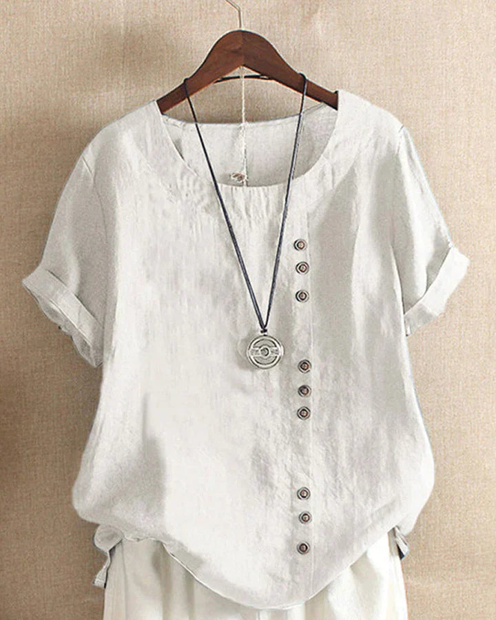 Kelly | Short-sleeved Blouse with Round Neckline