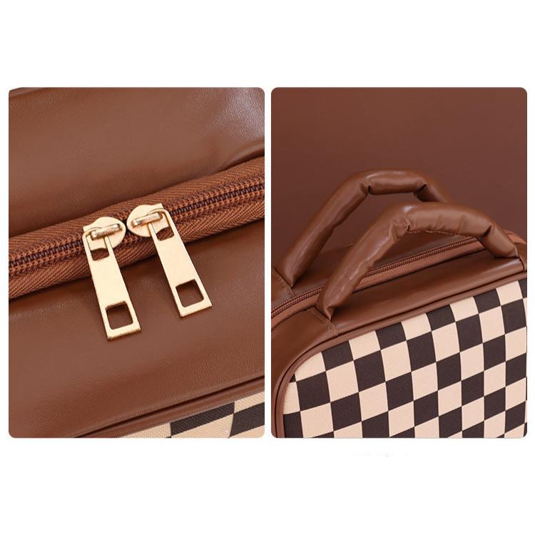 Sophia | Luxury Checkered Spacious Cosmetic Organizer