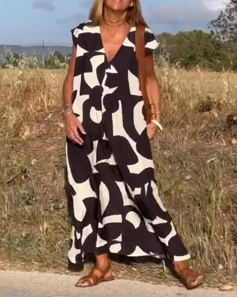 Clarice | V-neck Printed Maxi Dress