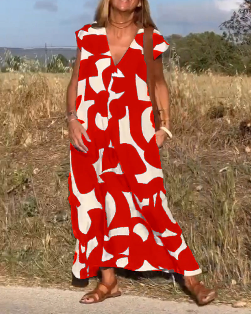 Clarice | V-neck Printed Maxi Dress