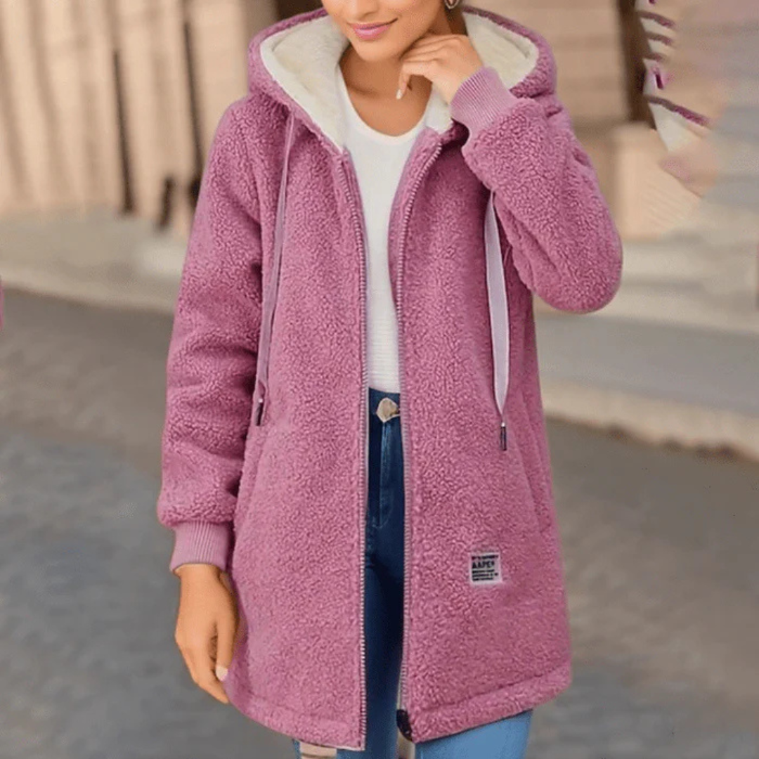 Women Long sleeve winter warm hood jacket | Long-2