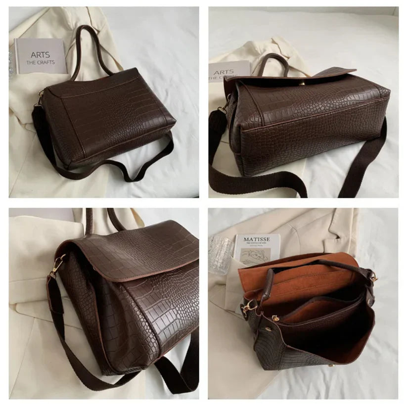 Diane  | Elegant Crocodile Pattern Multi-Pocket Shoulder Bag
