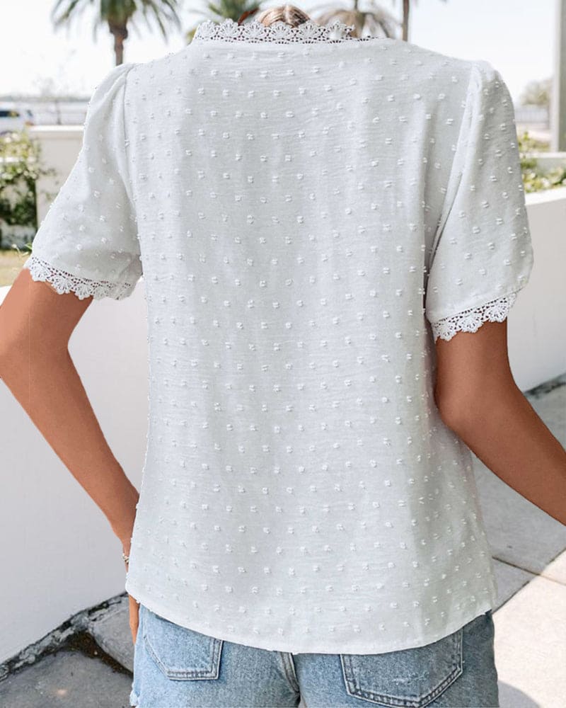 Zoe | Lace Blouse Short Sleeves with V-Neck