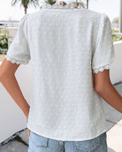 Zoe | Lace Blouse Short Sleeves with V-Neck