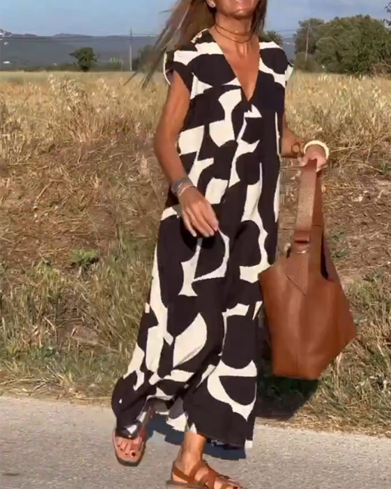 Clarice | V-neck Printed Maxi Dress