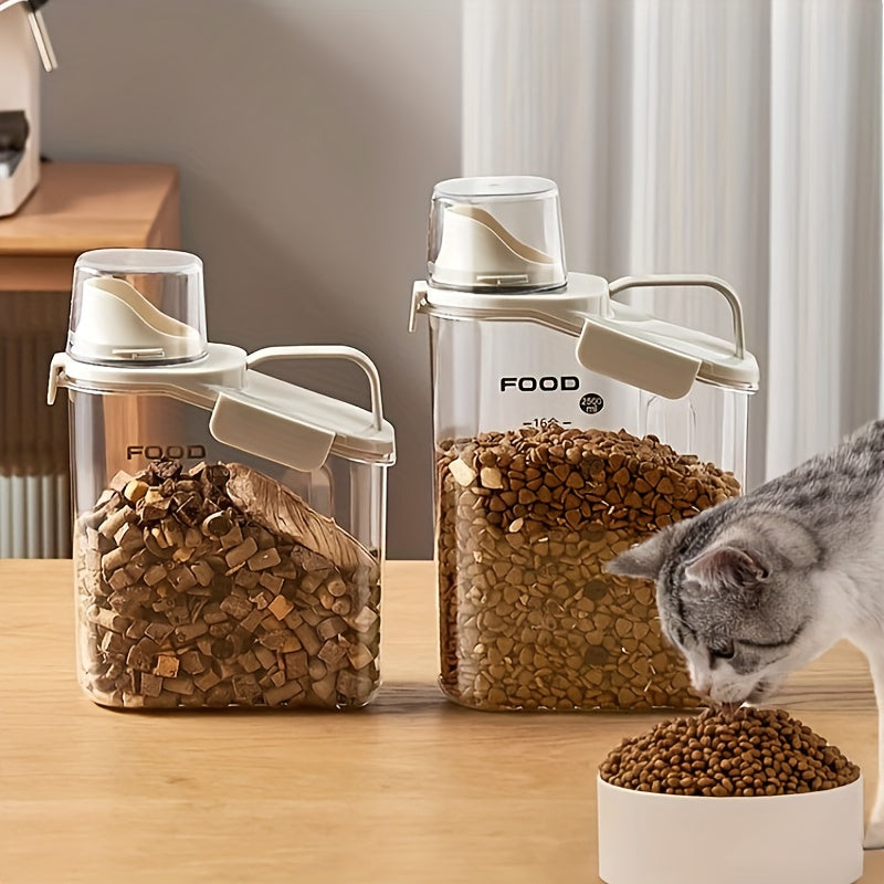 Moisture -resistant pet food container with measuring cup - Freshbite