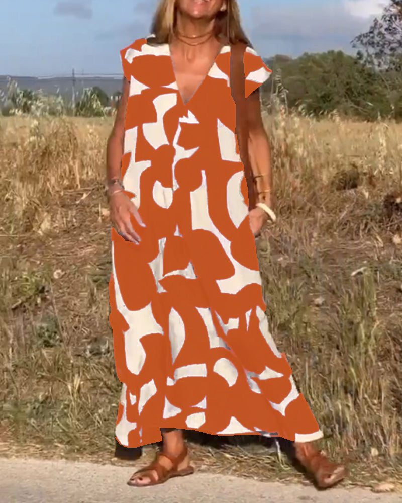 Clarice | V-neck Printed Maxi Dress
