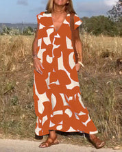 Clarice | V-neck Printed Maxi Dress