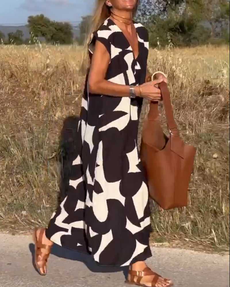 Clarice | V-neck Printed Maxi Dress
