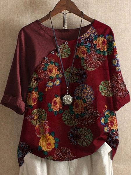 Belen | Floral Pattern Short-Sleeved Shirt