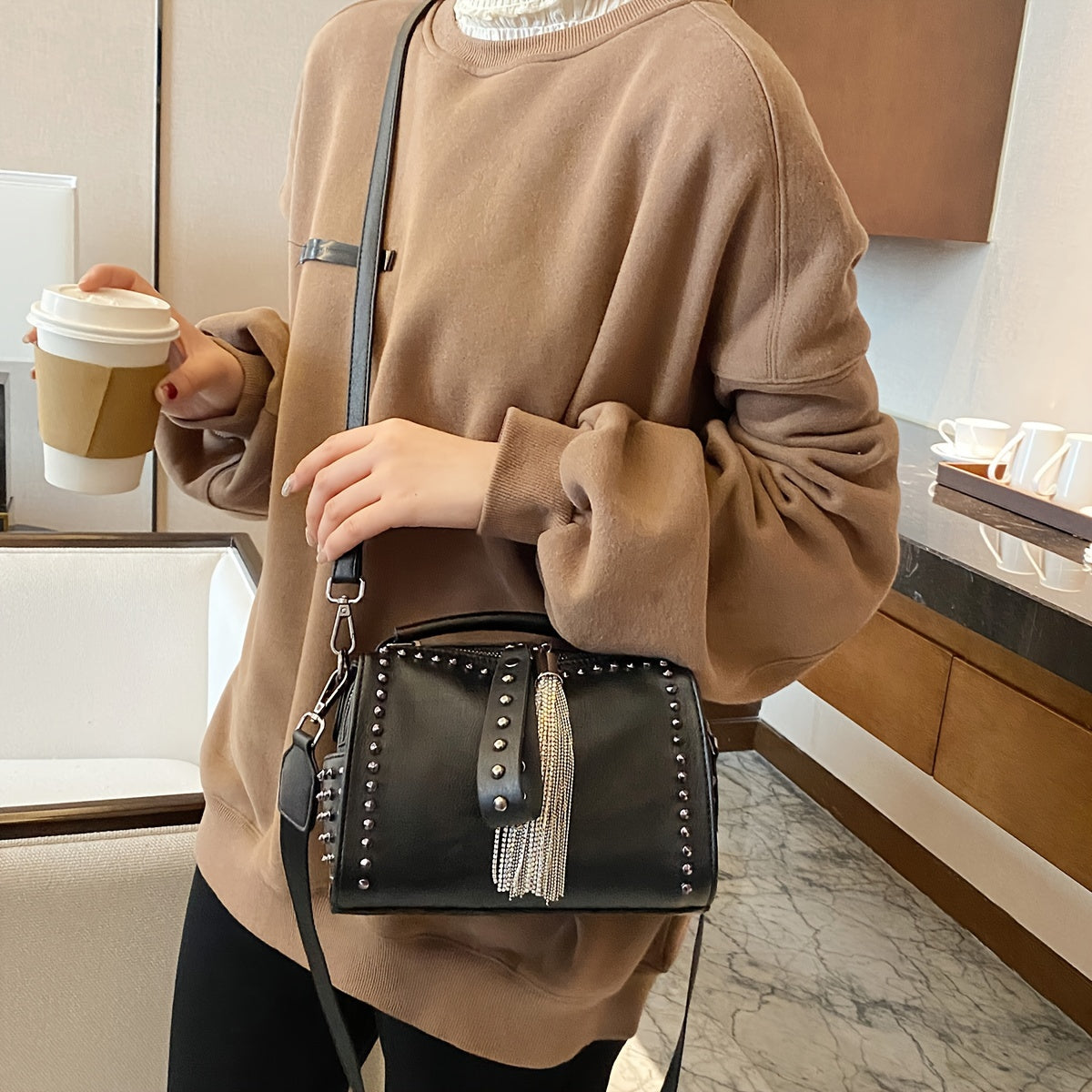 Anya | Elegant Shoulder Bag with Studded Details and Stylish Accents