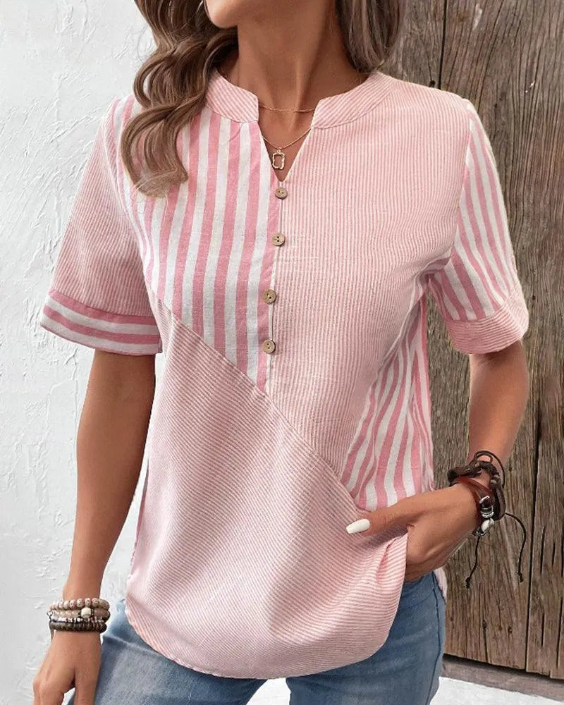 SASHA | Versatile Striped Cotton Blouse