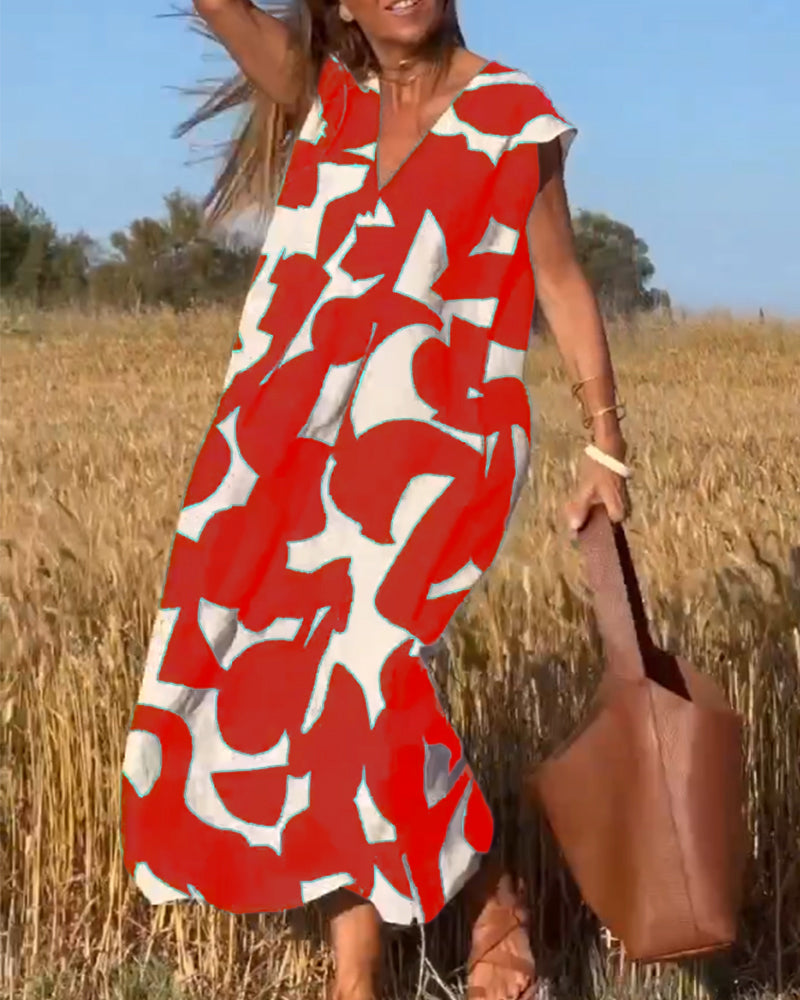 Clarice | V-neck Printed Maxi Dress