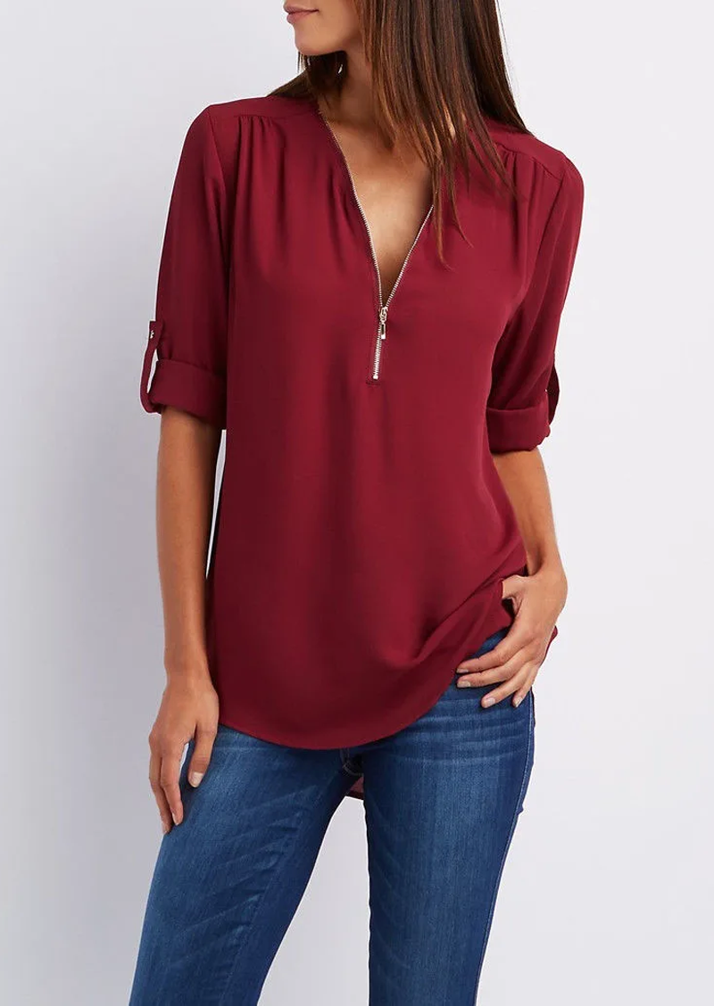 Sarah | Elegant V-Neck Blouse