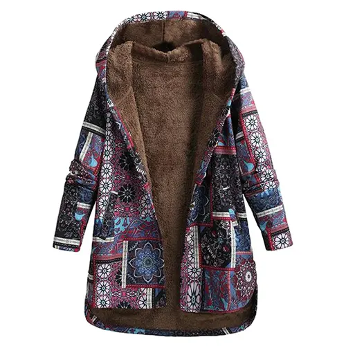 Evaan | Boho Patchwork Hoodie with Warm Lining for Women