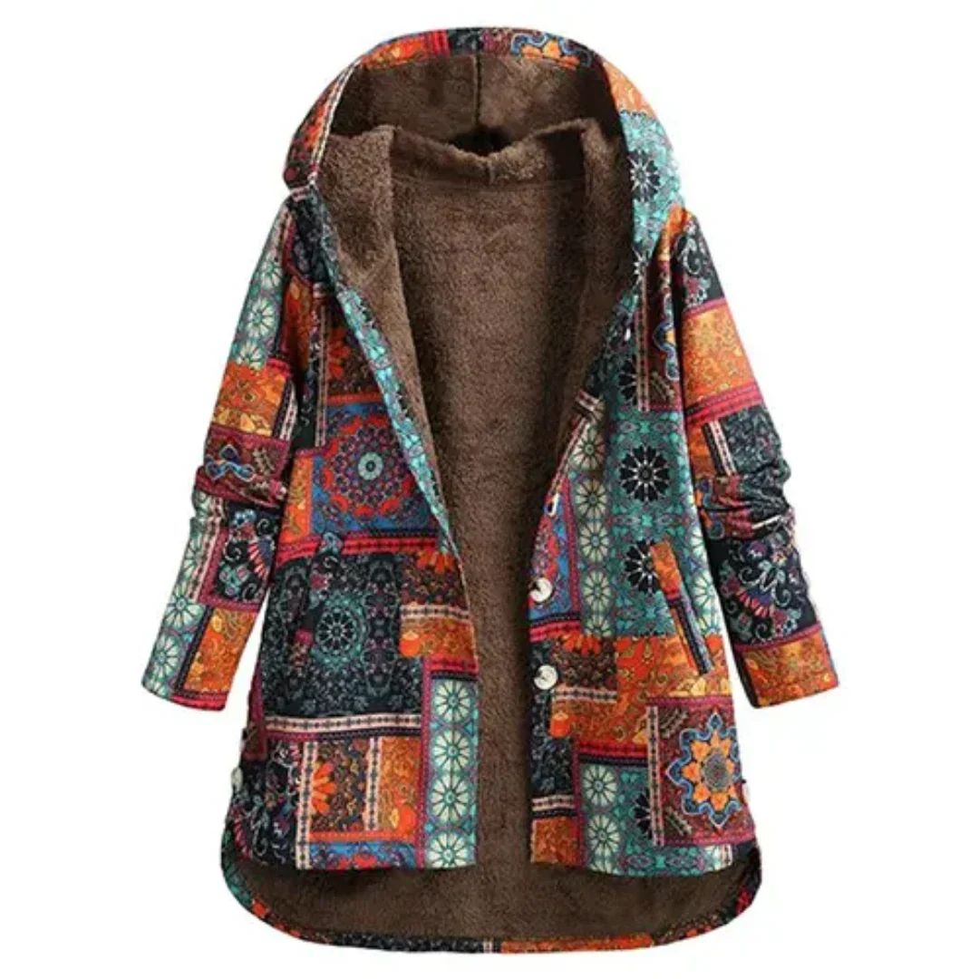 Evaan | Boho Patchwork Hoodie with Warm Lining for Women