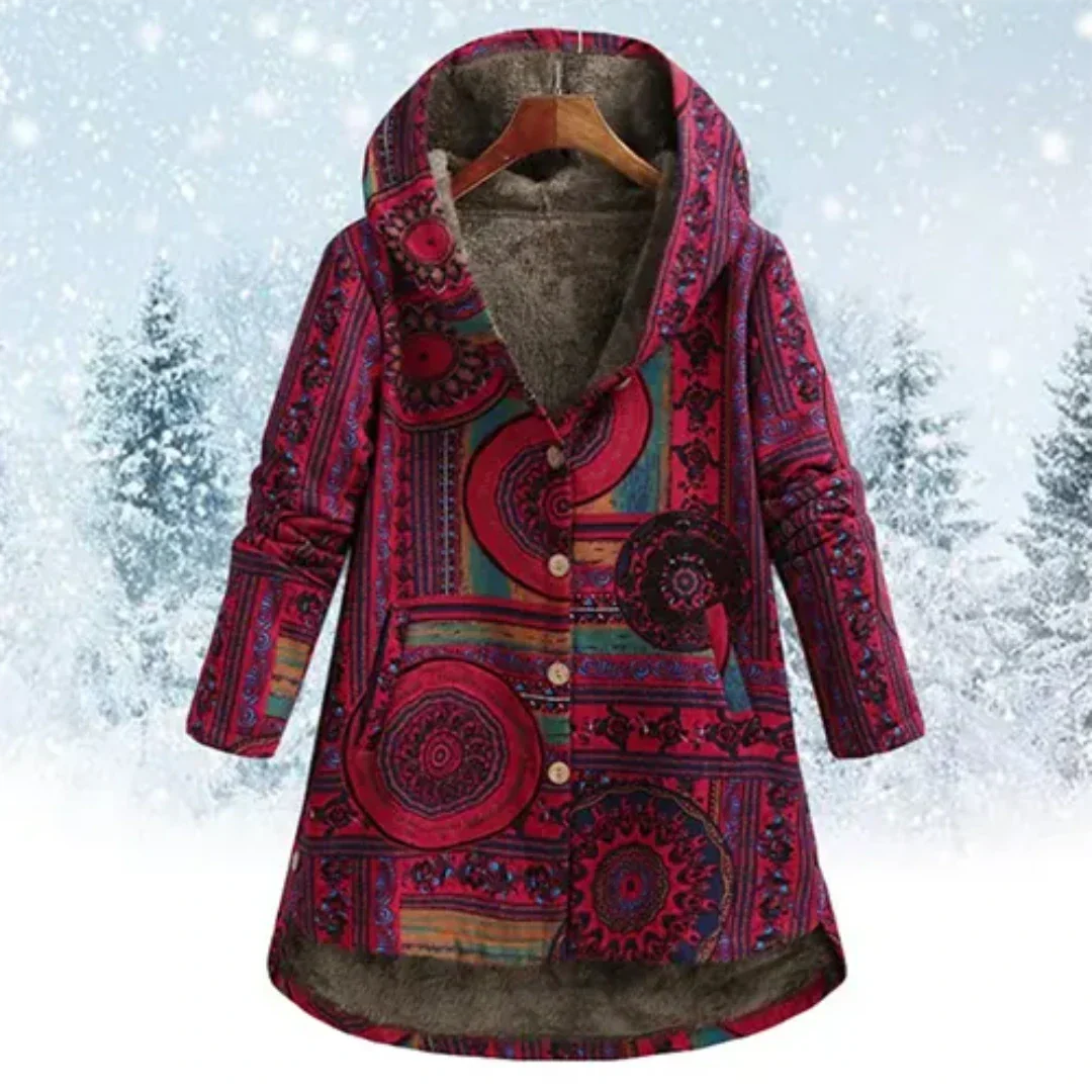 Evaan | Boho Patchwork Hoodie with Warm Lining for Women