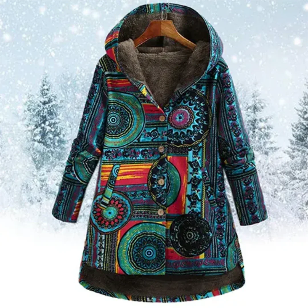Evaan | Boho Patchwork Hoodie with Warm Lining for Women