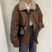 Clarence | Stylish Leather Jacket with Cozy Collar for Women