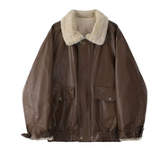 Clarence | Stylish Leather Jacket with Cozy Collar for Women