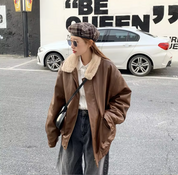 Clarence | Stylish Leather Jacket with Cozy Collar for Women