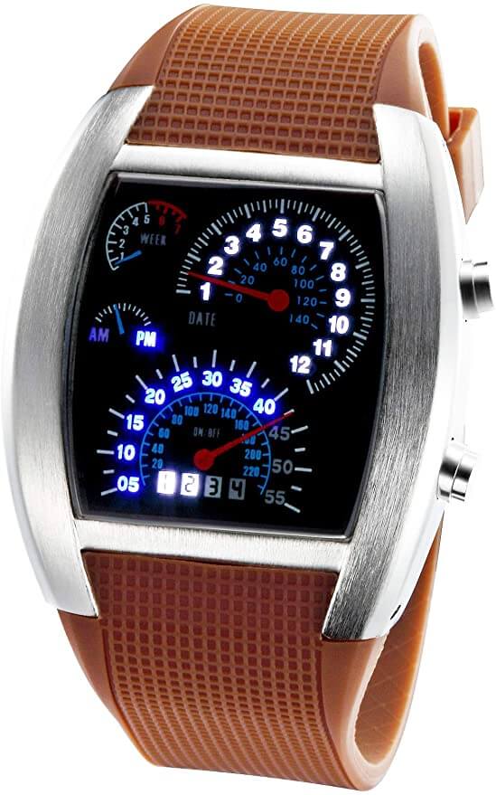 Men's speedometer LED watch