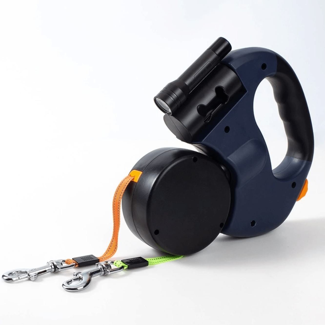 Doubledog ™ - Wrap free double dog leash with flashlight