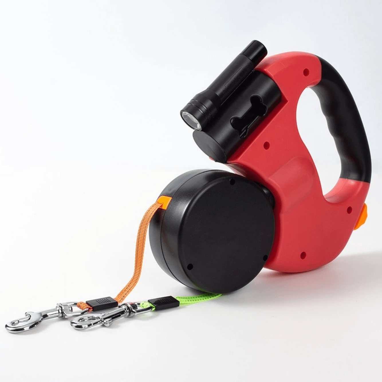Doubledog ™ - Wrap free double dog leash with flashlight
