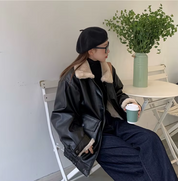 Clarence | Stylish Leather Jacket with Cozy Collar for Women