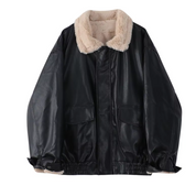Clarence | Stylish Leather Jacket with Cozy Collar for Women