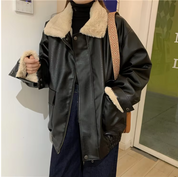 Clarence | Stylish Leather Jacket with Cozy Collar for Women