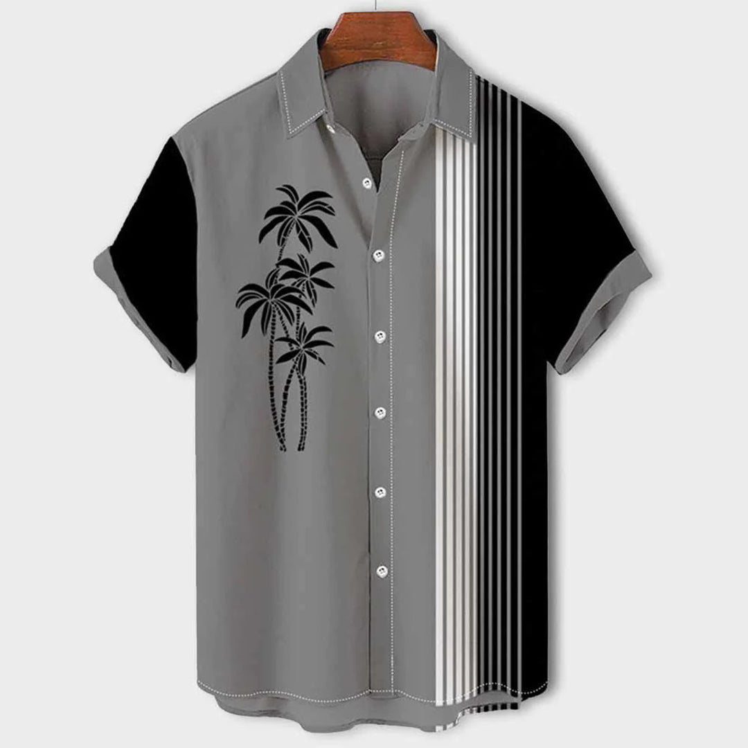 Claude | Color Block Shirt with Palm Pattern for Men