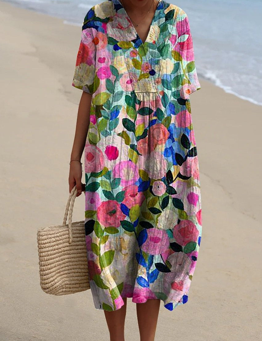 Dannica | Lightweight & Stylish Floral V-Neck Dress