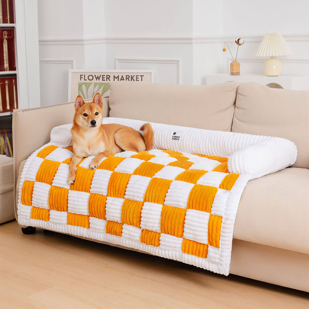 Comfortable checkered stylish sofa cover for pets