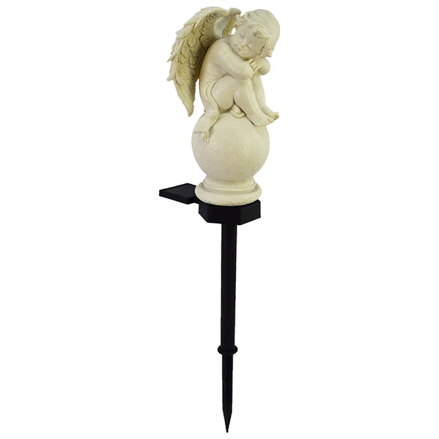 Celestial Resin Angel Lamp - Solar-Powered LED Outdoor Light for Serenity-1
